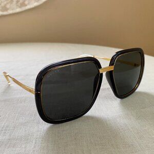 GUCCI unisex square gold oversized sunglasses